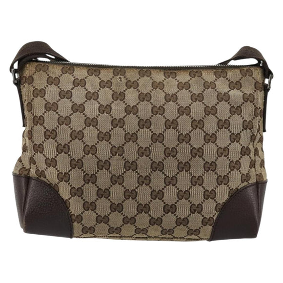GUCCI GG Canvas Shoulder Bag Beige Silver 114273 Auth 177872