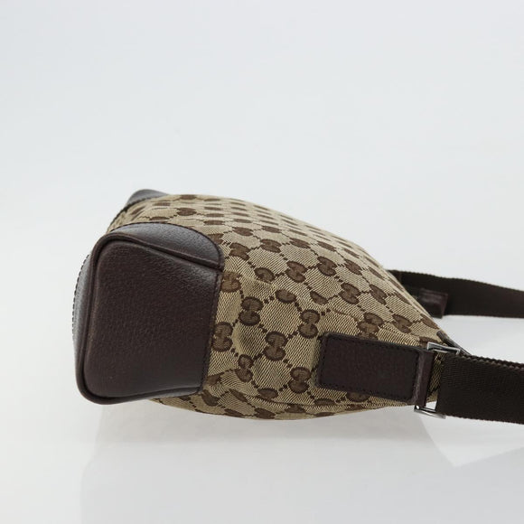 GUCCI GG Canvas Shoulder Bag Beige Silver 114273 Auth 177872