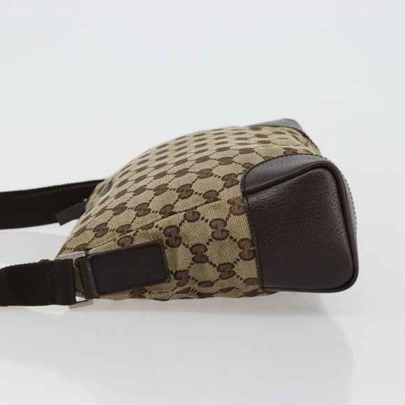 GUCCI GG Canvas Shoulder Bag Beige Silver 114273 Auth 177872