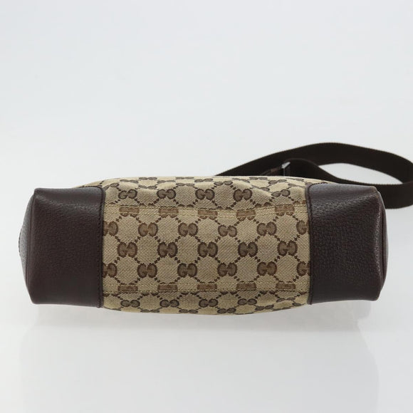 GUCCI GG Canvas Shoulder Bag Beige Silver 114273 Auth 177872