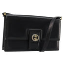 GUCCI Shoulder Bag Leather Black Gold Auth 177874-1