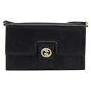 GUCCI Shoulder Bag Leather Black Gold Auth 177874-2