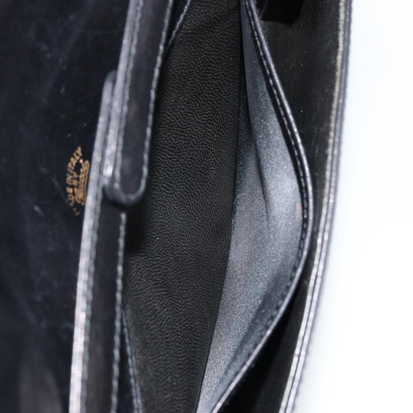GUCCI Shoulder Bag Leather Black Gold Auth 177874