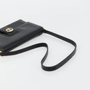 GUCCI Shoulder Bag Leather Black Gold Auth 177874-7