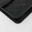 CHANEL Matelasse Chain Shoulder Bag Lamb Skin Black Gold CC Auth 177875-15