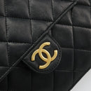 CHANEL Matelasse Chain Shoulder Bag Lamb Skin Black Gold CC Auth 177875-18