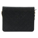 CHANEL Matelasse Chain Shoulder Bag Lamb Skin Black Gold CC Auth 177875-2