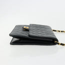 CHANEL Matelasse Chain Shoulder Bag Lamb Skin Black Gold CC Auth 177875-3