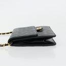 CHANEL Matelasse Chain Shoulder Bag Lamb Skin Black Gold CC Auth 177875-4