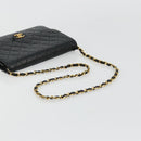 CHANEL Matelasse Chain Shoulder Bag Lamb Skin Black Gold CC Auth 177875-7