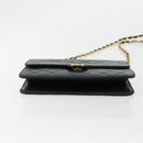 CHANEL Matelasse Chain Shoulder Bag Lamb Skin Black Gold CC Auth 177875-5
