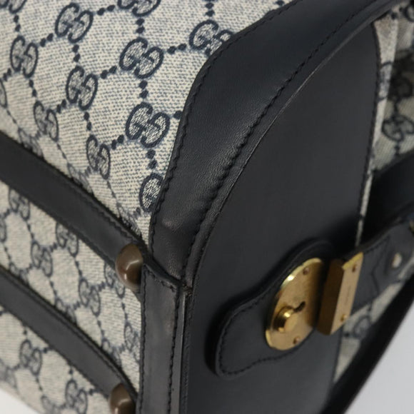 GUCCI GG Supreme Hand Bag PVC Navy Gold Auth 177877A