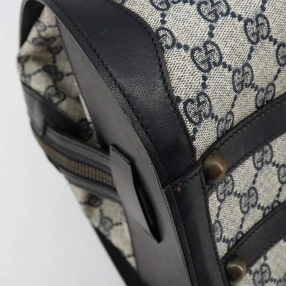 GUCCI GG Supreme Hand Bag PVC Navy Gold Auth 177877A