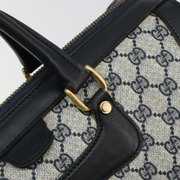 GUCCI GG Supreme Hand Bag PVC Navy Gold Auth 177877A