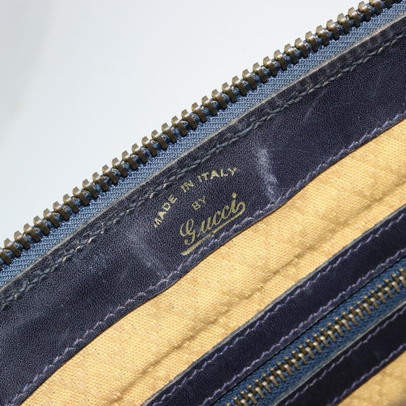 GUCCI GG Supreme Hand Bag PVC Navy Gold Auth 177877A