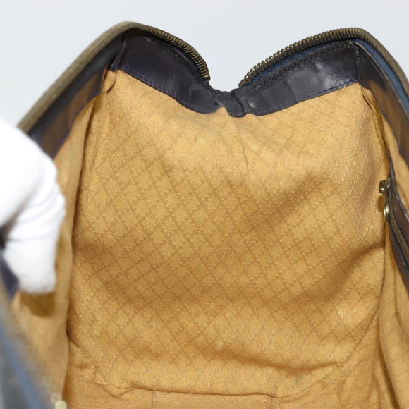 GUCCI GG Supreme Hand Bag PVC Navy Gold Auth 177877A