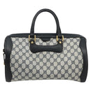 GUCCI GG Supreme Hand Bag PVC Navy Gold Auth 177877A-13