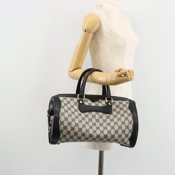 GUCCI GG Supreme Hand Bag PVC Navy Gold Auth 177877A