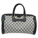 GUCCI GG Supreme Hand Bag PVC Navy Gold Auth 177877A-2