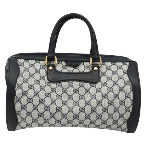 GUCCI GG Supreme Hand Bag PVC Navy Gold Auth 177877A