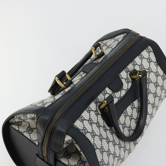 GUCCI GG Supreme Hand Bag PVC Navy Gold Auth 177877A
