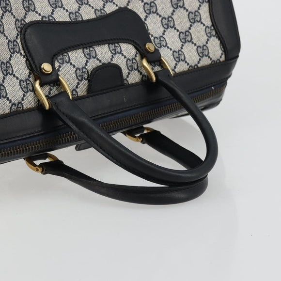 GUCCI GG Supreme Hand Bag PVC Navy Gold Auth 177877A