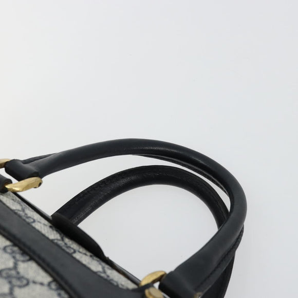 GUCCI GG Supreme Hand Bag PVC Navy Gold Auth 177877A