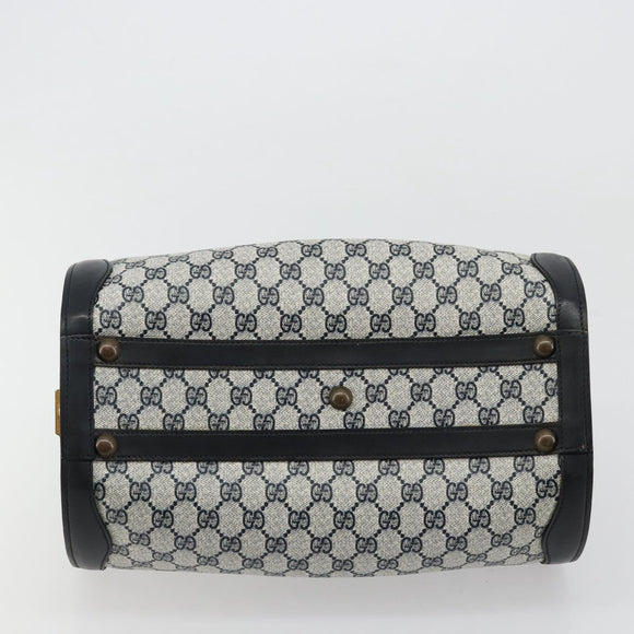 GUCCI GG Supreme Hand Bag PVC Navy Gold Auth 177877A