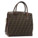 FENDI Zucca Canvas Hand Bag Black Brown Auth 177879-1