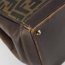 FENDI Zucca Canvas Hand Bag Black Brown Auth 177879-11