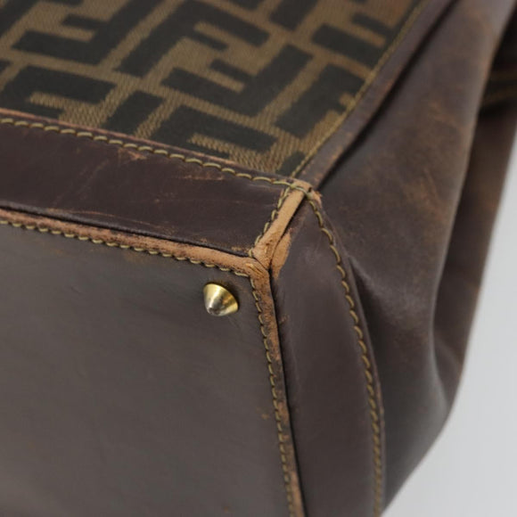 FENDI Zucca Canvas Hand Bag Black Brown Auth 177879