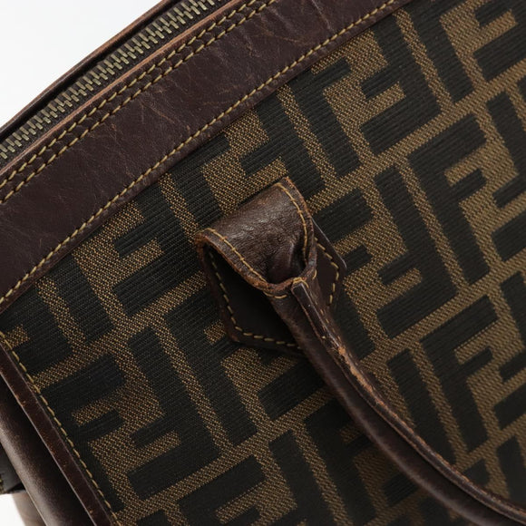 FENDI Zucca Canvas Hand Bag Black Brown Auth 177879