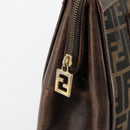 FENDI Zucca Canvas Hand Bag Black Brown Auth 177879-16