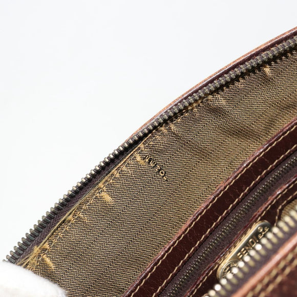 FENDI Zucca Canvas Hand Bag Black Brown Auth 177879