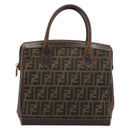 FENDI Zucca Canvas Hand Bag Black Brown Auth 177879-2