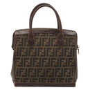 FENDI Zucca Canvas Hand Bag Black Brown Auth 177879-3