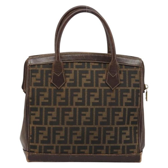 FENDI Zucca Canvas Hand Bag Black Brown Auth 177879