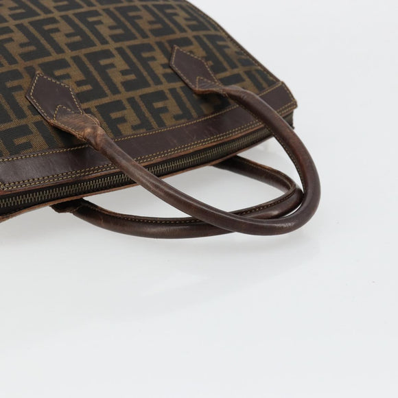 FENDI Zucca Canvas Hand Bag Black Brown Auth 177879