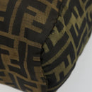 FENDI Pouch Zucca Canvas Hand Bag Black Brown Auth 177886-14