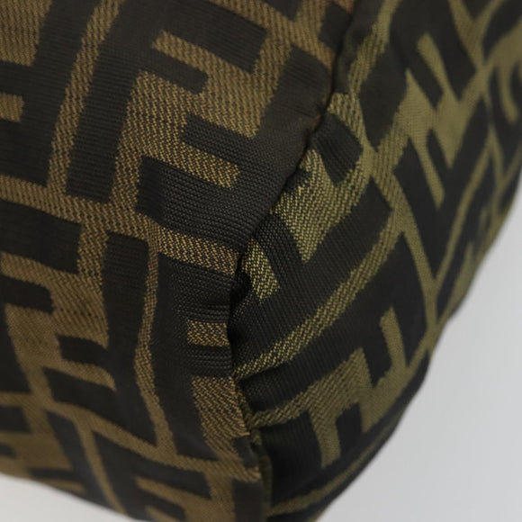 FENDI Pouch Zucca Canvas Hand Bag Black Brown Auth 177886