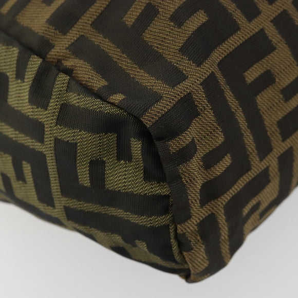 FENDI Pouch Zucca Canvas Hand Bag Black Brown Auth 177886