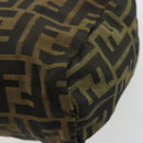 FENDI Pouch Zucca Canvas Hand Bag Black Brown Auth 177886-16
