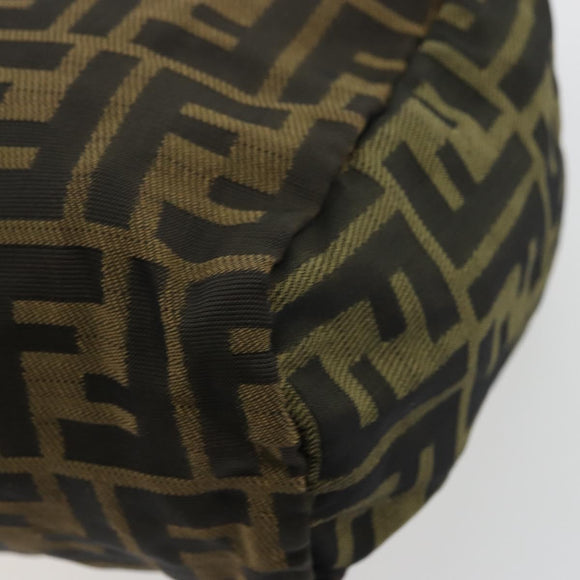 FENDI Pouch Zucca Canvas Hand Bag Black Brown Auth 177886