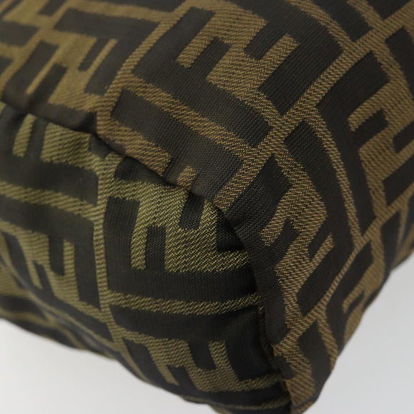 FENDI Pouch Zucca Canvas Hand Bag Black Brown Auth 177886