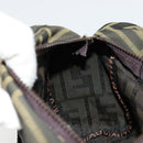 FENDI Pouch Zucca Canvas Hand Bag Black Brown Auth 177886-19
