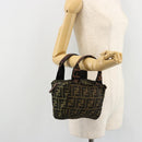 FENDI Pouch Zucca Canvas Hand Bag Black Brown Auth 177886-20