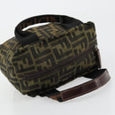 FENDI Pouch Zucca Canvas Hand Bag Black Brown Auth 177886-6