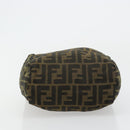 FENDI Pouch Zucca Canvas Hand Bag Black Brown Auth 177886-5