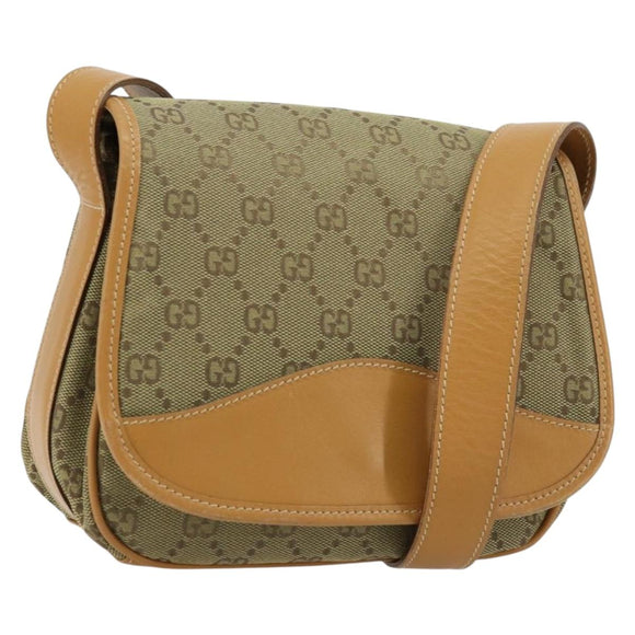 GUCCI GG Canvas Shoulder Bag Beige Gold 007 3444 0207 Auth 177887