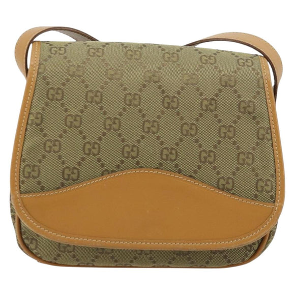GUCCI GG Canvas Shoulder Bag Beige Gold 007 3444 0207 Auth 177887